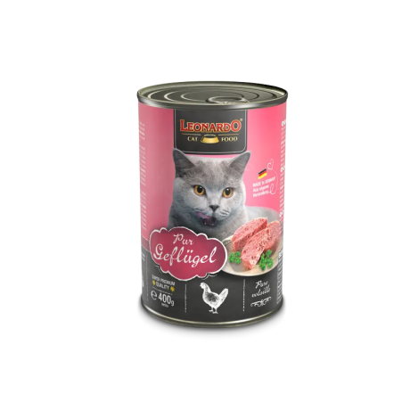 LEONARDO CAT WET FOOD for Adult Cats 400g (pure poultry)