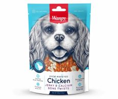 Wanpy Dog Treat Chicken Jerky & Calcium Bone Twists 100g