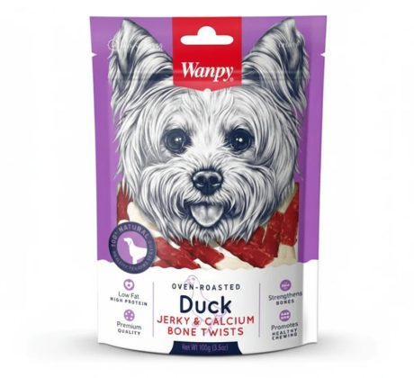 Wanpy Dog Treat Duck Jerky & Calcium Bone Twists 100g