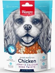 Wanpy Dog Chicken Jerky &Calcium Bone 100gm